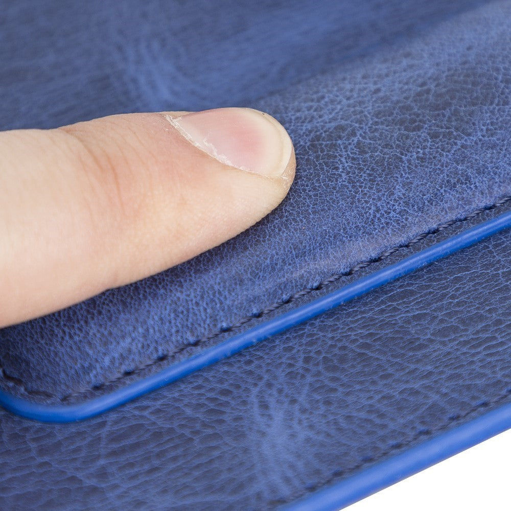 Genuine Leather Mouse Pad with Ergonomic Wrist Rest - Blue