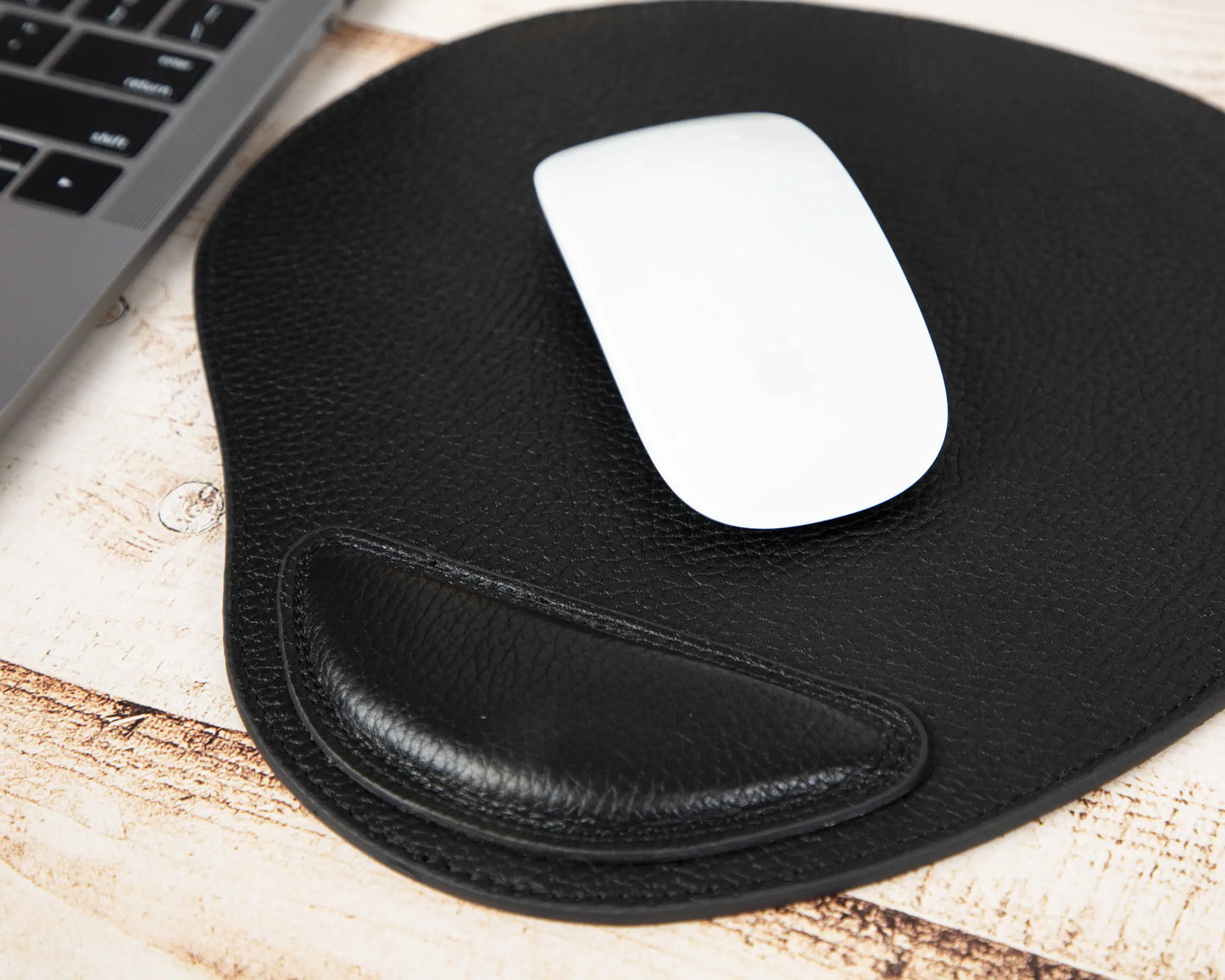 Personalized Genuine Leather Mouse Pad with Ergonomic Wrist Rest