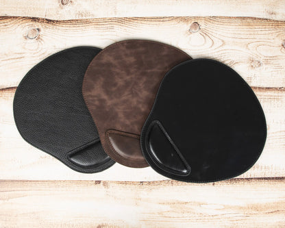 Personalized Genuine Leather Mouse Pad with Ergonomic Wrist Rest