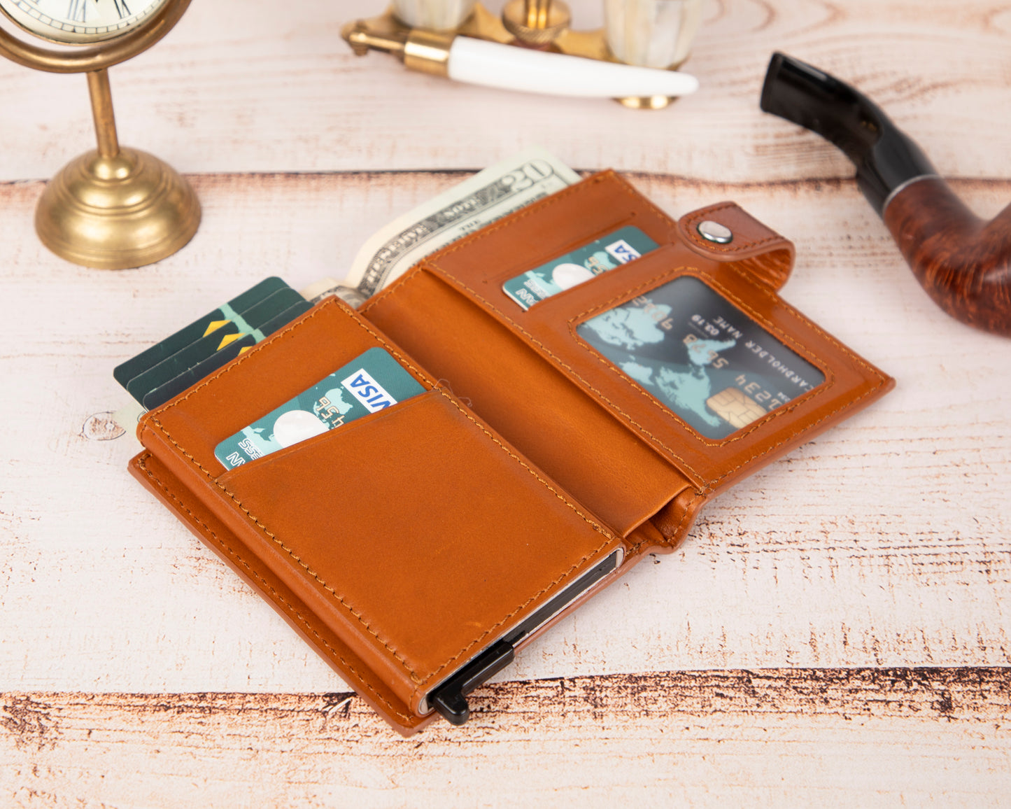 Carry Confidence: Small Leather Pop-Up Wallet with RFID Blocking