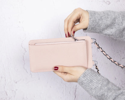 Leather Crossbody Phone Bag - Pink - 6.9"