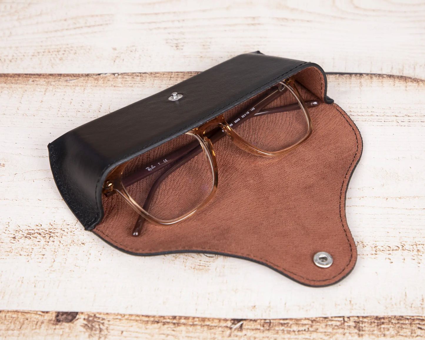 Pinario | Personalized | Leather Glasses Case | Black