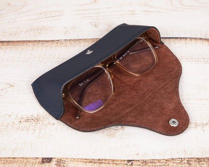 Pinario | Personalized | Leather Glasses Case | Dark Blue