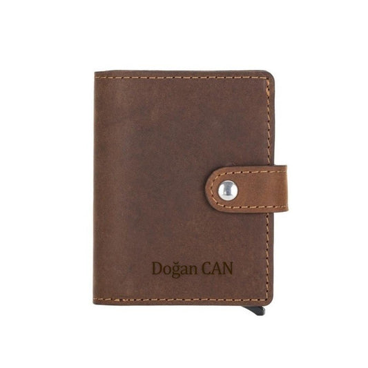 Pinario | RFID Blocking Airtag Wallet | Pop Up Card Holder Bifold Wallet | Brown Leather