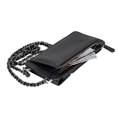 Leather Crossbody Phone Bag - Black - 6.9"