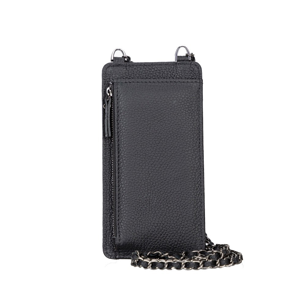 Leather Crossbody Phone Bag - Black - 6.9"