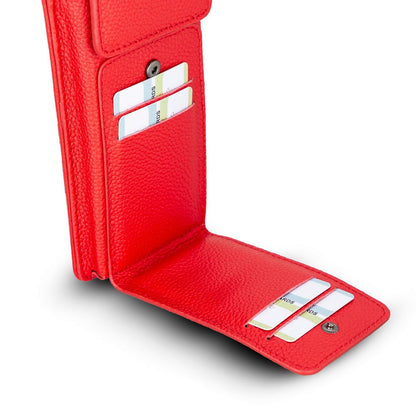 Leather Crossbody Phone Bag - Red - 6.9"