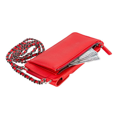 Leather Crossbody Phone Bag - Red - 6.9"