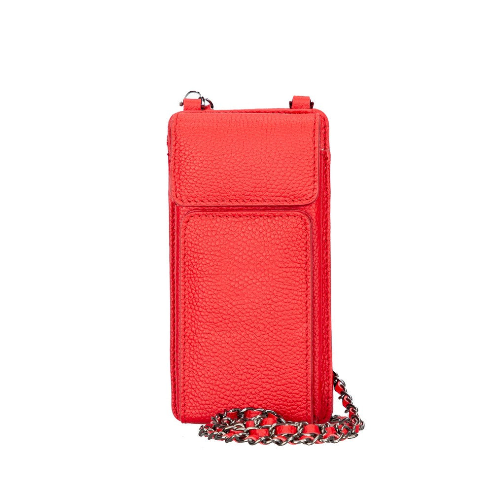 Leather Crossbody Phone Bag - Red - 6.9"