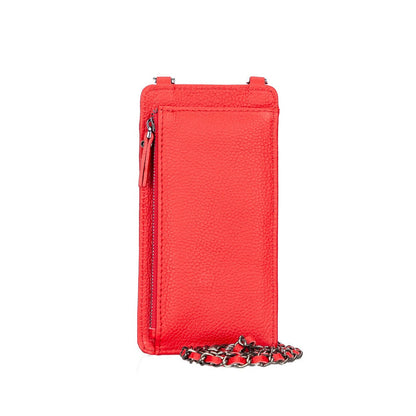 Leather Crossbody Phone Bag - Red - 6.9"