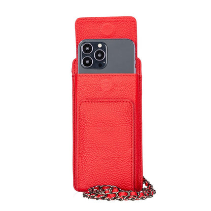 Leather Crossbody Phone Bag - Red - 6.9"