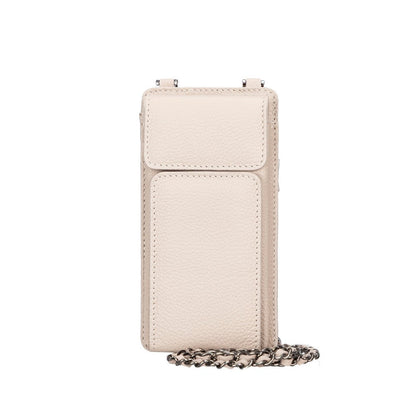 Leather Crossbody Phone Bag - Beige - 6.9"