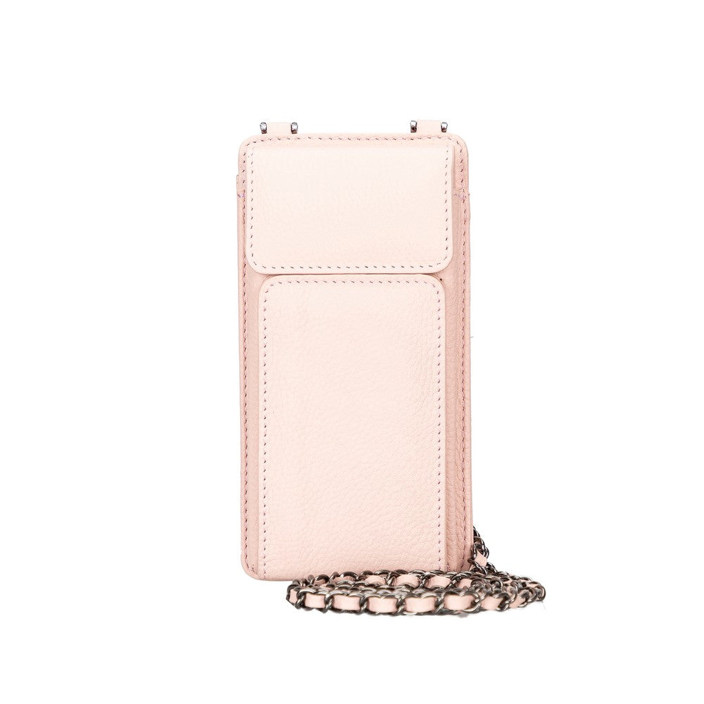 Leather Crossbody Phone Bag - Pink - 6.9"