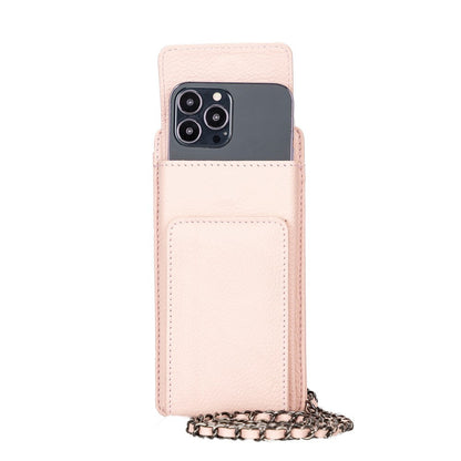 Leather Crossbody Phone Bag - Pink - 6.9"