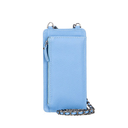 Leather Crossbody Phone Bag - Blue - 6.9"