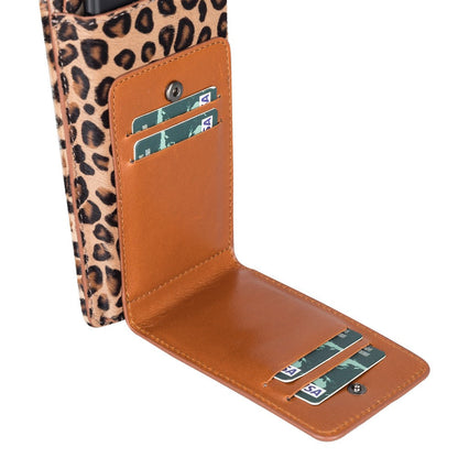 Leopard Pattern Leather Crossbody Phone Bag -  6.9"