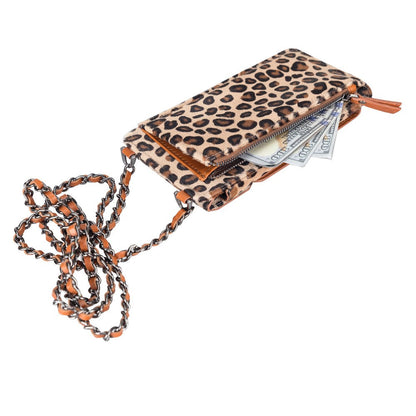 Leopard Pattern Leather Crossbody Phone Bag -  6.9"