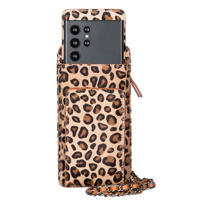 Leopard Pattern Leather Crossbody Phone Bag -  6.9"