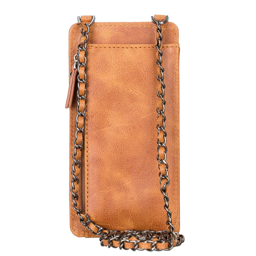 Leather Crossbody Phone Bag - Tan - 6.9"