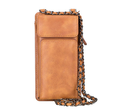 Leather Crossbody Phone Bag - Tan - 6.9"