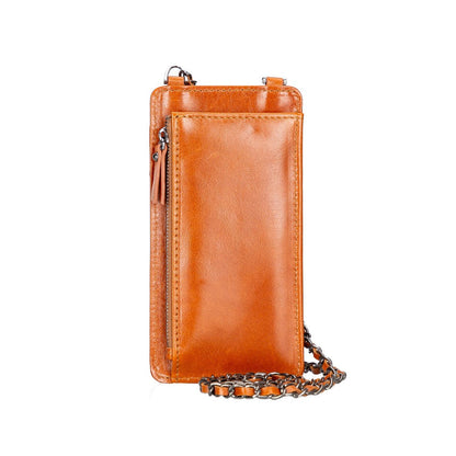 Leather Crossbody Phone Bag - Tan - 6.9"