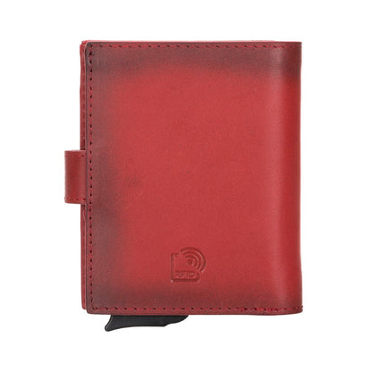 Pinario | Womens RFID Blocking AirTag Wallet | Trackable | Pop-Up Card Holder | Bifold | Red