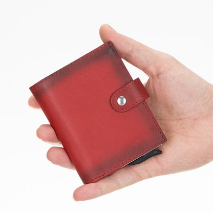 Pinario | Womens RFID Blocking AirTag Wallet | Trackable | Pop-Up Card Holder | Bifold | Red