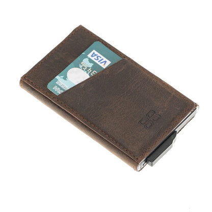 Pinario | Men's RFID Blocking Pop-Up Leather Card Holder | Brown | Minimalist