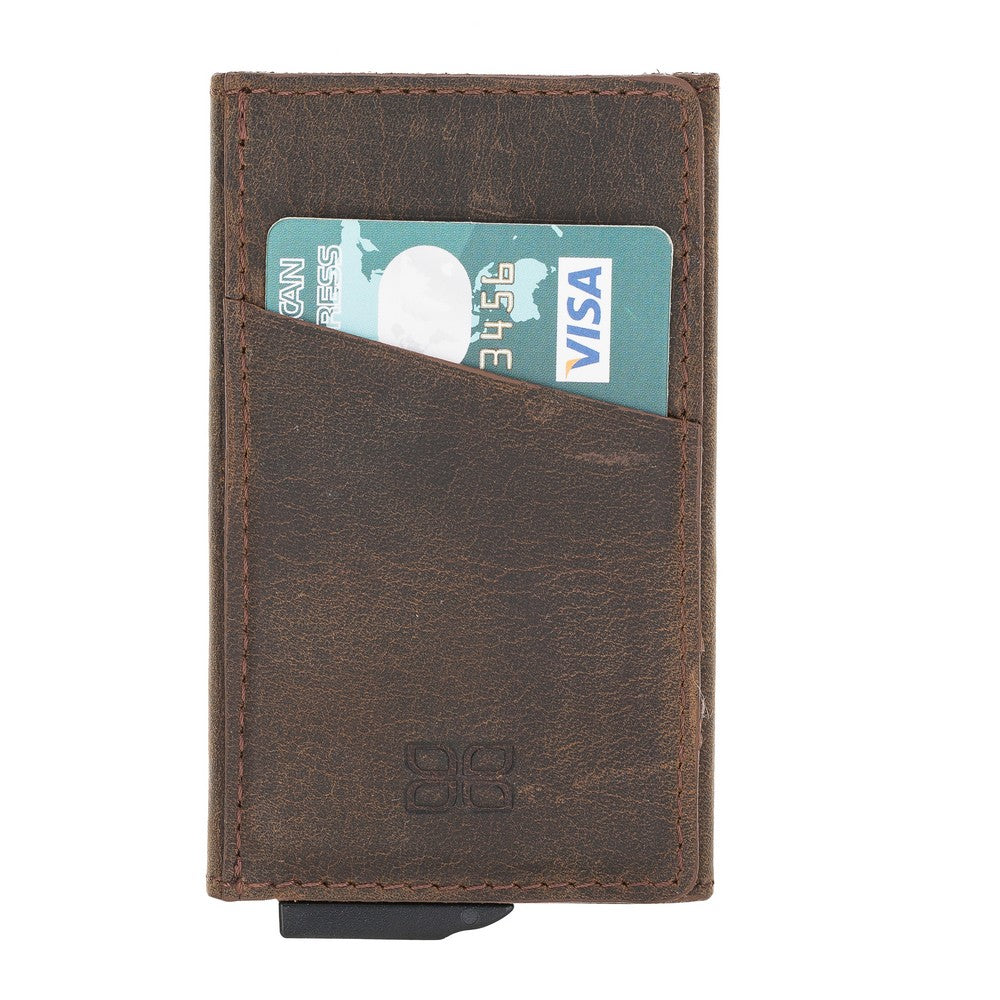 Pinario | Men's RFID Blocking Pop-Up Leather Card Holder | Brown | Minimalist