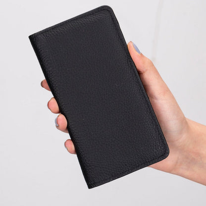 Pinario | Personlanized | 6.5" Long Phone Wallet | Black Genuine Leather