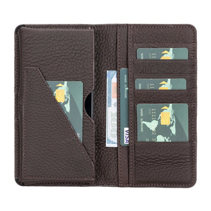 Pinario | Personlanized | 6.5" Long Phone Wallet | Brown Genuine Leather