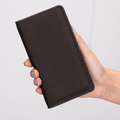 Pinario | Personlanized | 6.5" Long Phone Wallet | Brown Genuine Leather