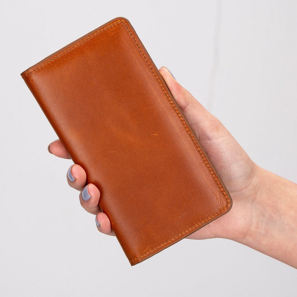 Pinario | Personlanized | 6.5" Long Phone Wallet | Tan Genuine Leather