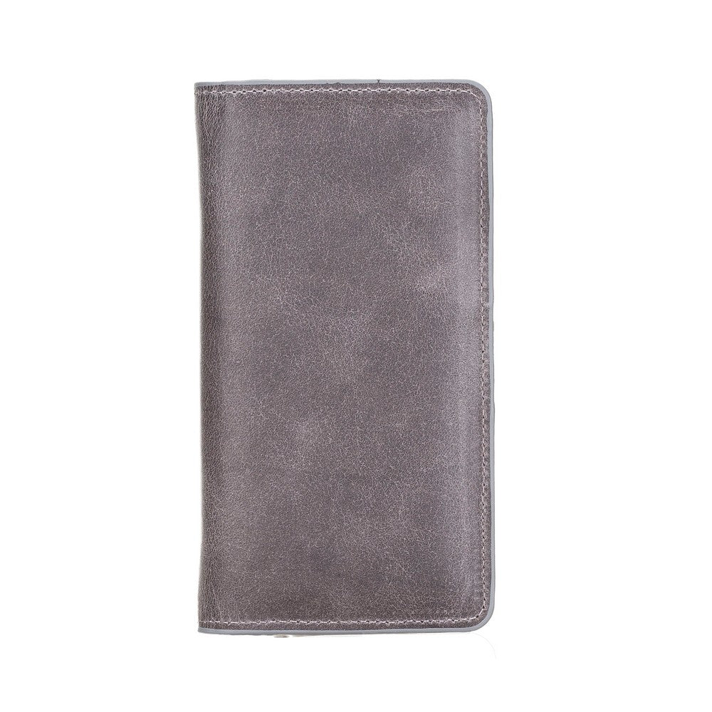 Pinario | Personlanized | 6.5" Long Phone Wallet | Gray Genuine Leather