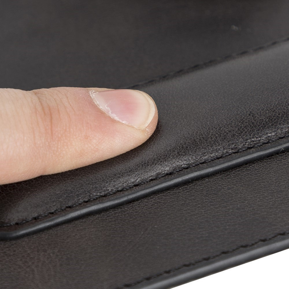 Genuine Leather Mouse Pad with Ergonomic Wrist Rest - Black