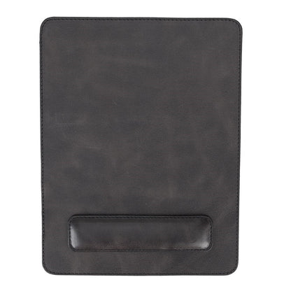 Genuine Leather Mouse Pad with Ergonomic Wrist Rest - Black