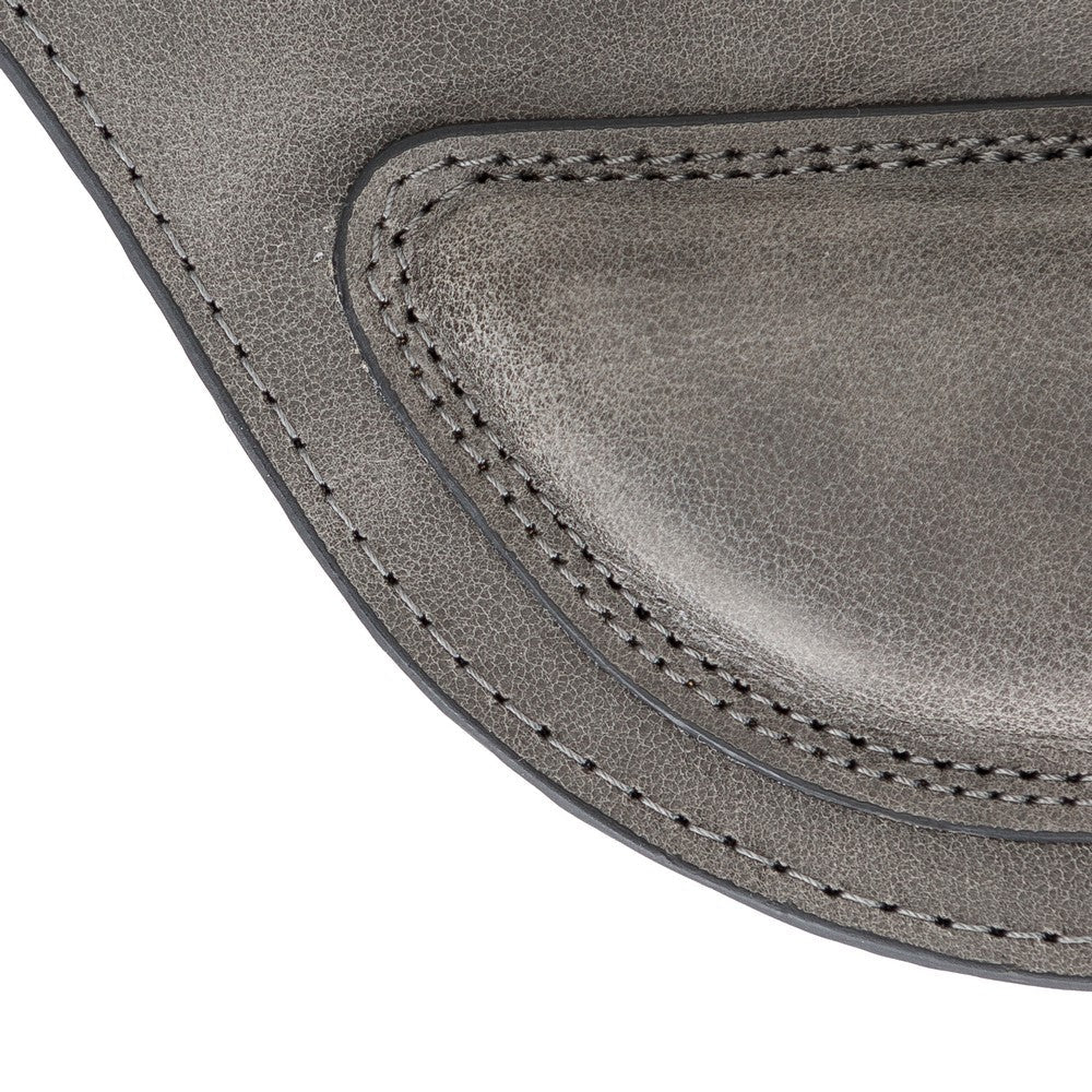 Genuine Leather Mouse Pad with Ergonomic Wrist Rest - Grey