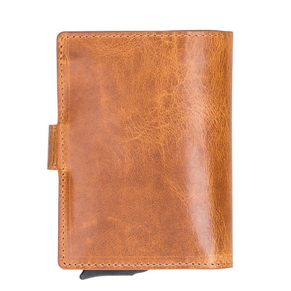 Pinario | Unisex RFID Blocking AirTag Wallet | Pop-Up Card Holder | Bifold Wallet | Tan Leather