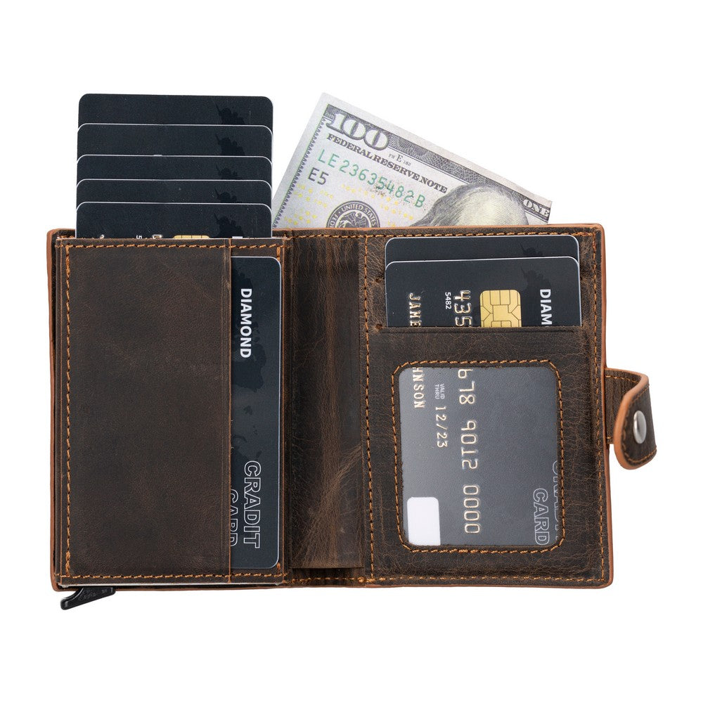 RFID Blocking Airtag Wallet | Personalized Leather Pop Up Wallet