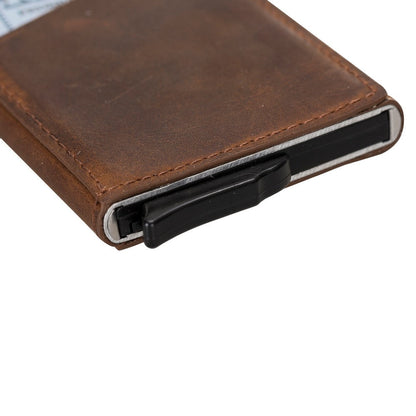 Pinario | RFID Blocking Pop-Up Card Holder | Brown | Leather