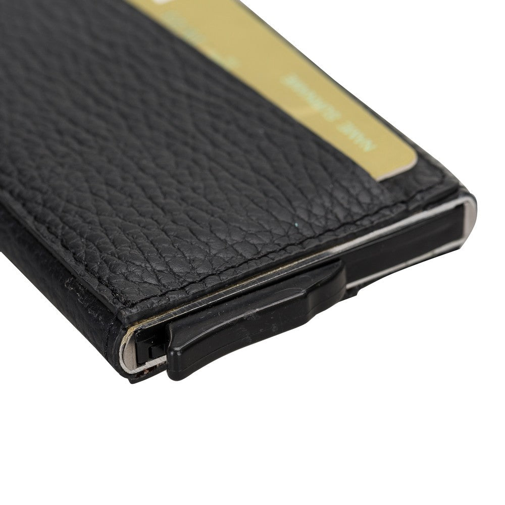 Pinario | Men's RFID Blocking Pop-Up Leather Card Holder | Black