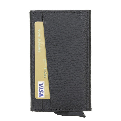 Pinario | Men's RFID Blocking Pop-Up Leather Card Holder | Black