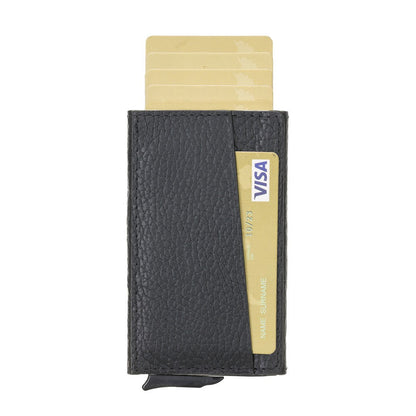 Pinario | Men's RFID Blocking Pop-Up Leather Card Holder | Black