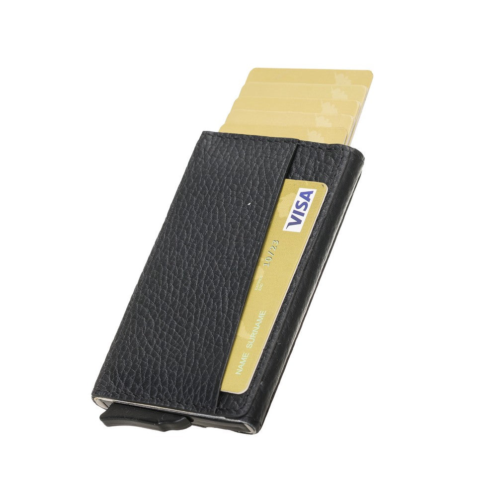 Pinario | Men's RFID Blocking Pop-Up Leather Card Holder | Black