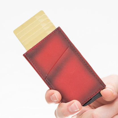 Pinario | RFID Blocking Pop-Up Card Holder | Red | Leather