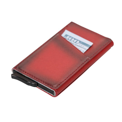 Pinario | RFID Blocking Pop-Up Card Holder | Red | Leather