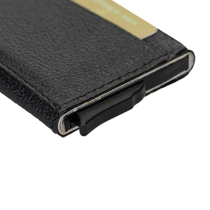 Pinario | Men's RFID Blocking Pop-Up Leather Card Holder | Black | Minimalist