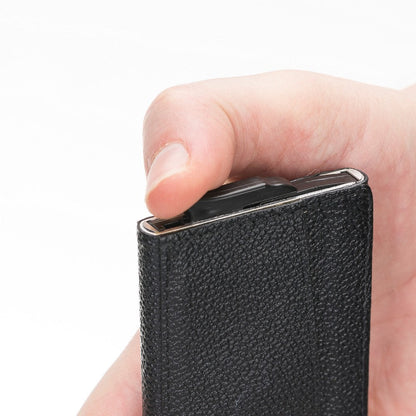 Pinario | Men's RFID Blocking Pop-Up Leather Card Holder | Black | Minimalist