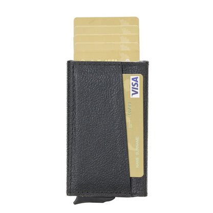 Pinario | Men's RFID Blocking Pop-Up Leather Card Holder | Black | Minimalist