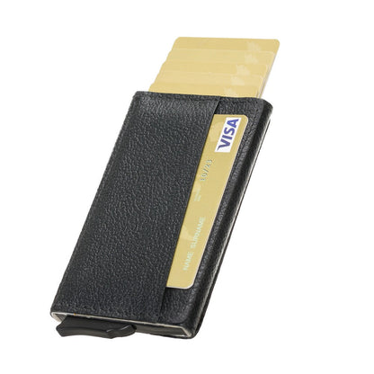 Pinario | Men's RFID Blocking Pop-Up Leather Card Holder | Black | Minimalist